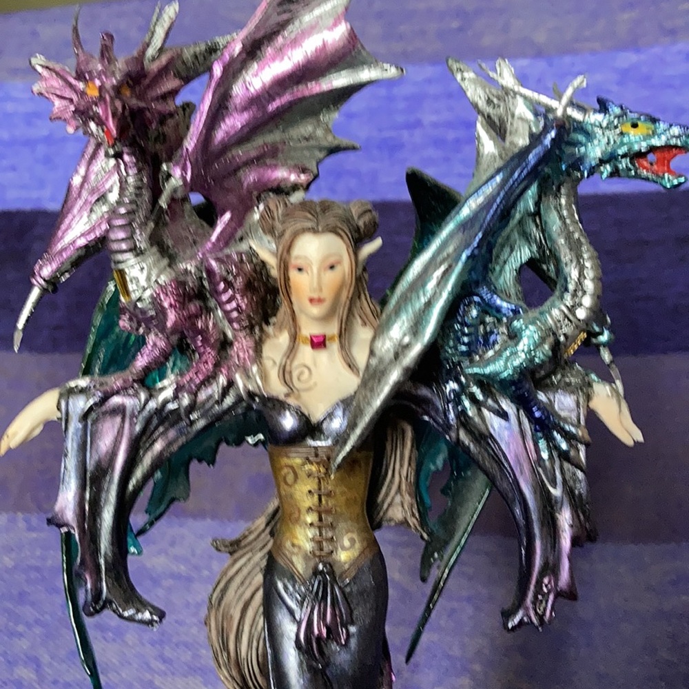 Blue fairy Pixie with her two dragons (G-91276) exquisite item - Picture 3 of 9